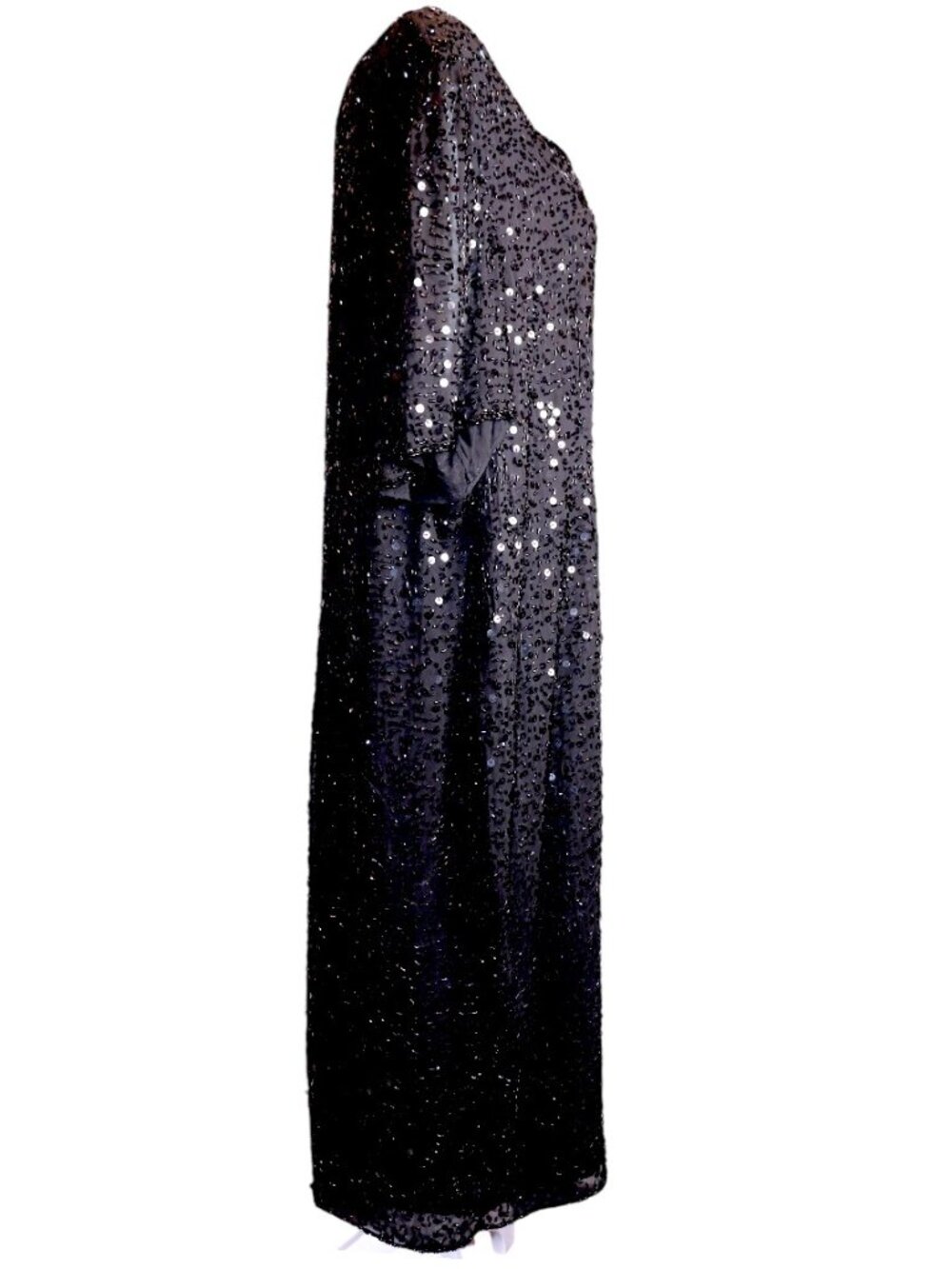 Vintage A.J. Bari Black Embellished Square Neck S/S Formal Dress Size 22 GUC - Picture 10 of 11